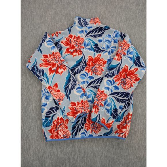 Patagonia Synchilla Snap T Womens Small Fleece Pullover Blue Floral Tropical - Picture 2 of 14